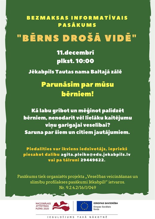 Afiša Bērnam Drošā Vidē
